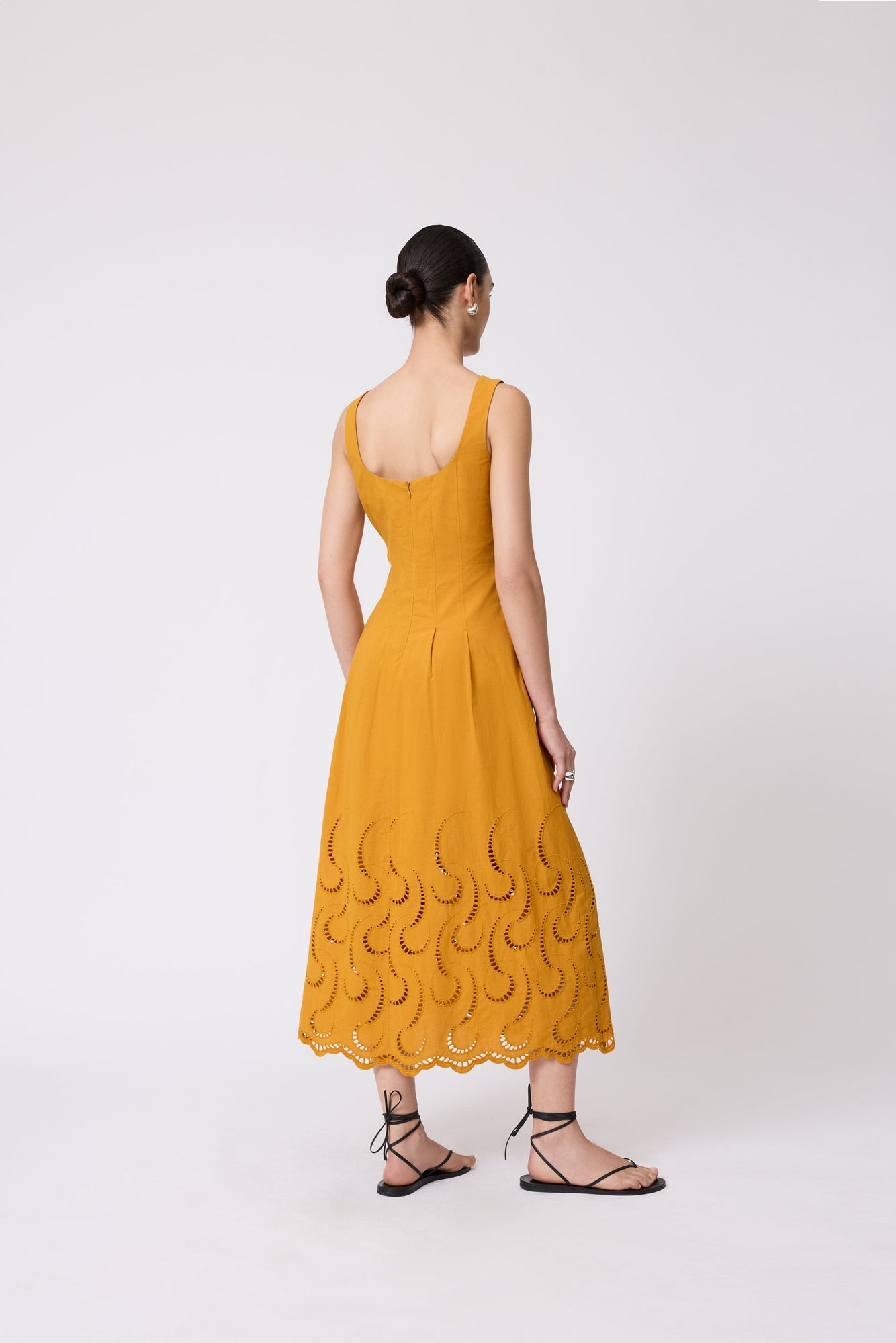 Wave Eyelet Midi Dress | Ochre