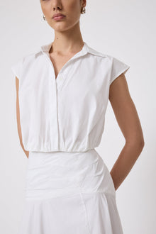 Cotton Poplin Sleeveless Shirt | White