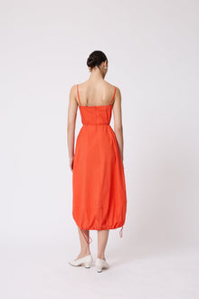 Tech Poplin Bubble Hem Dress | Vermillion