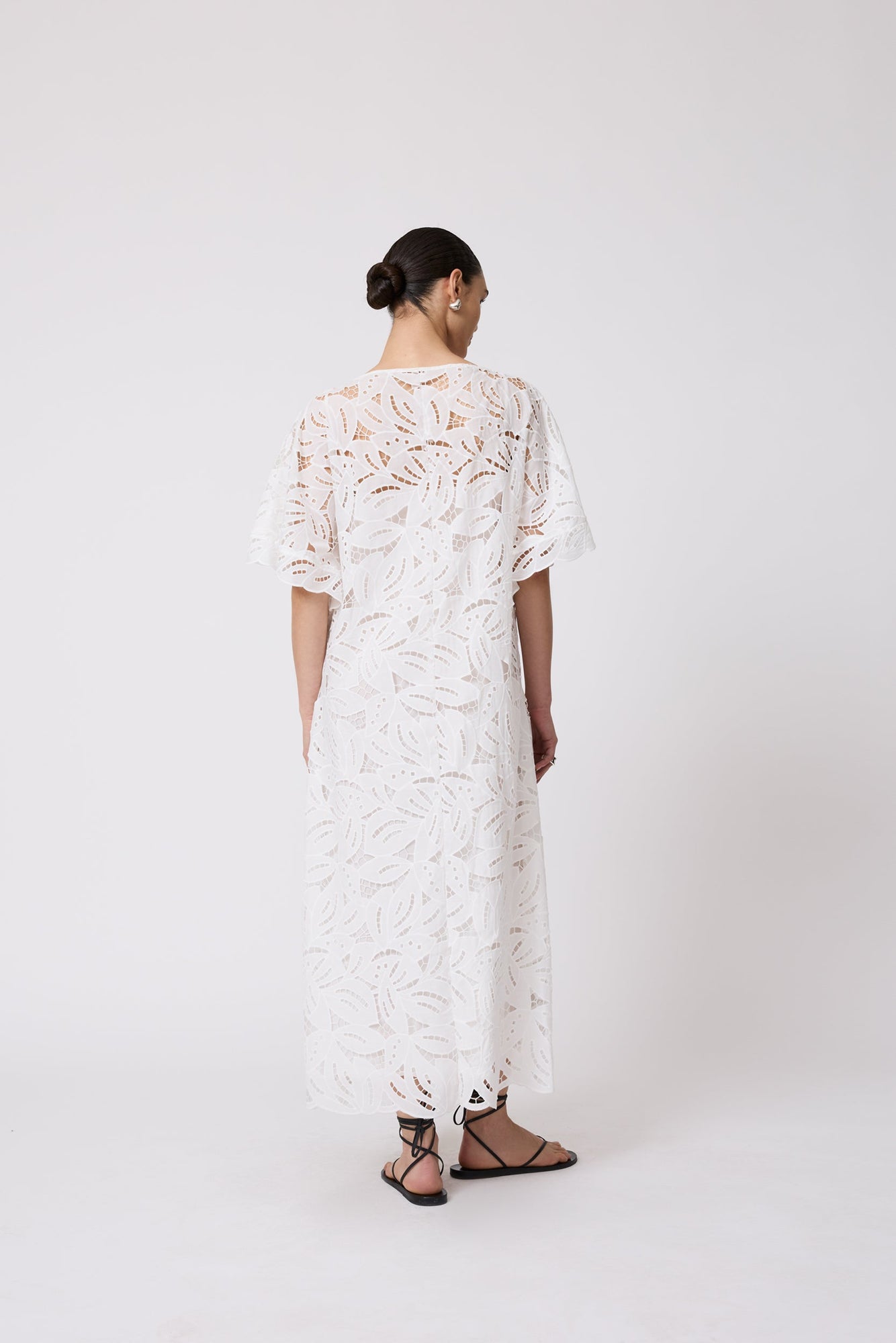 Embroidered Eyelet Caftan | Ivory