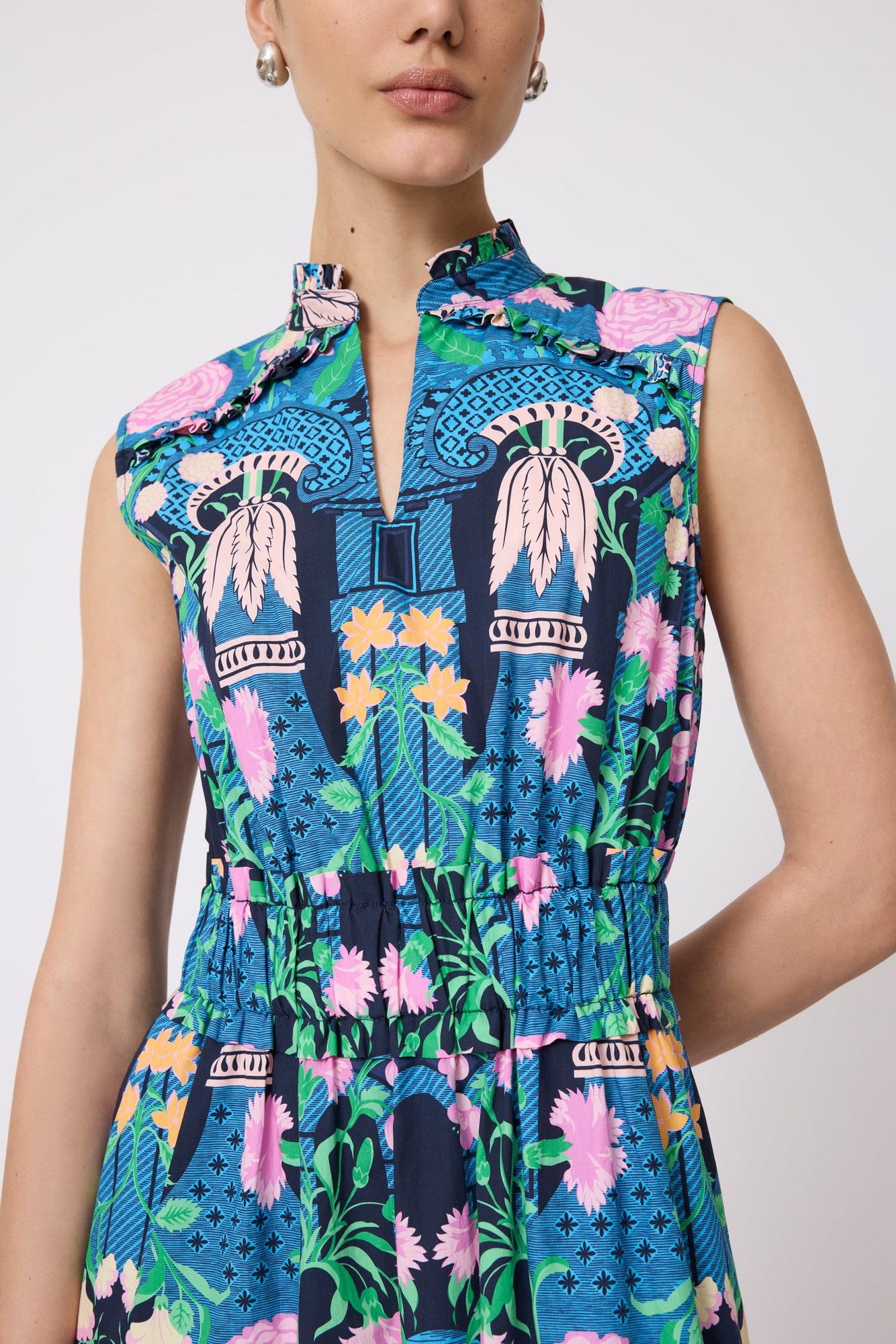 Rose Garden Cotton Smocked Dress | Navy Multi