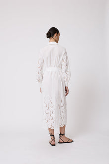 Wave Eyelet Shirt Dress | Ivory