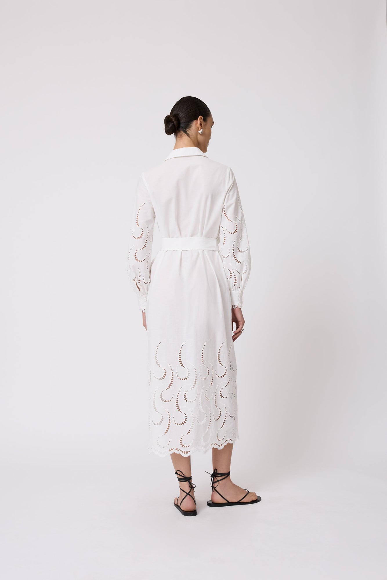 Wave Eyelet Shirt Dress | Ivory