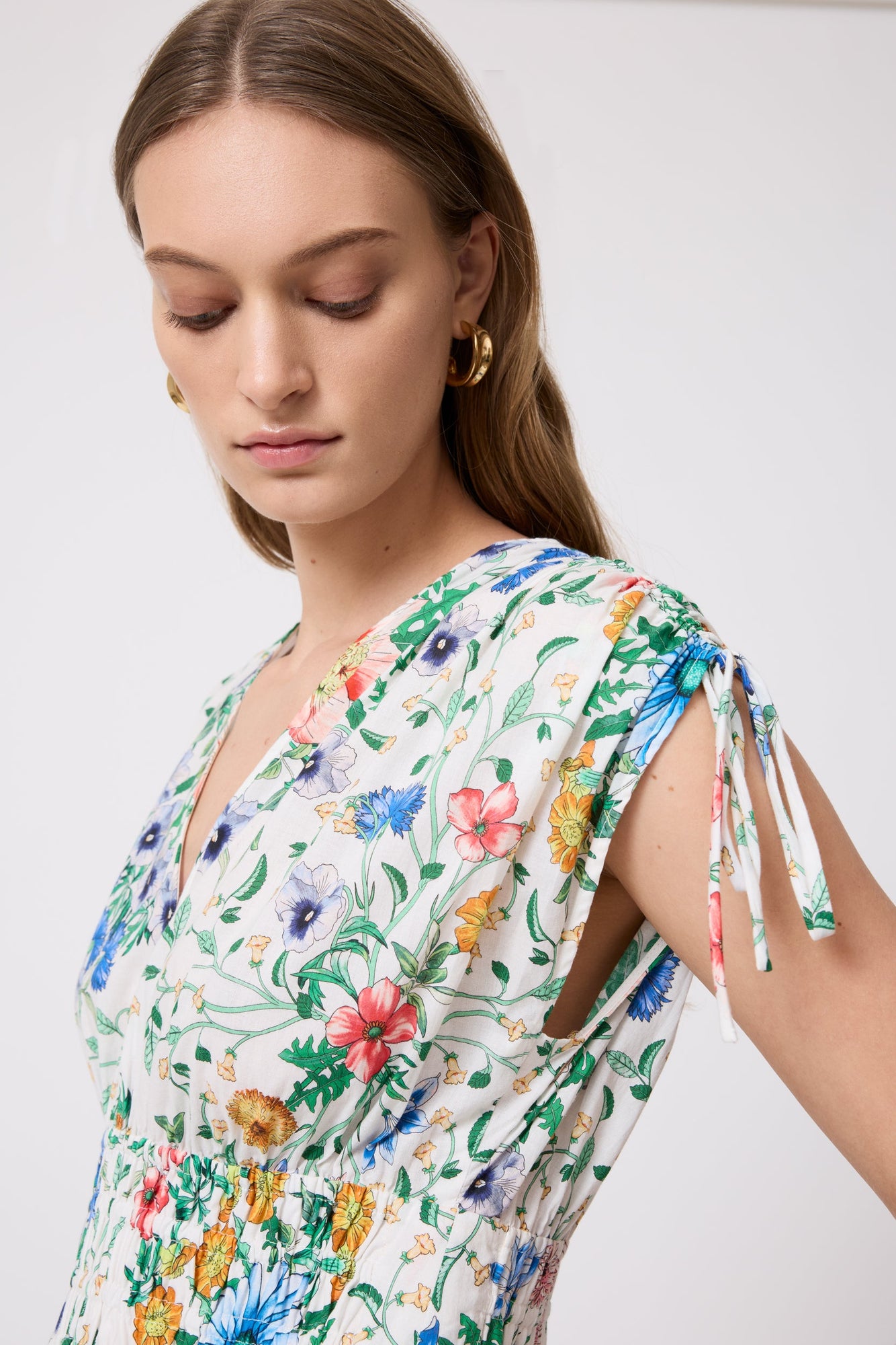 Wildflower Voile Midi Dress | Ivory Multi