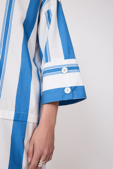 Striped Cotton Poplin Tunic Dress | Blue/White