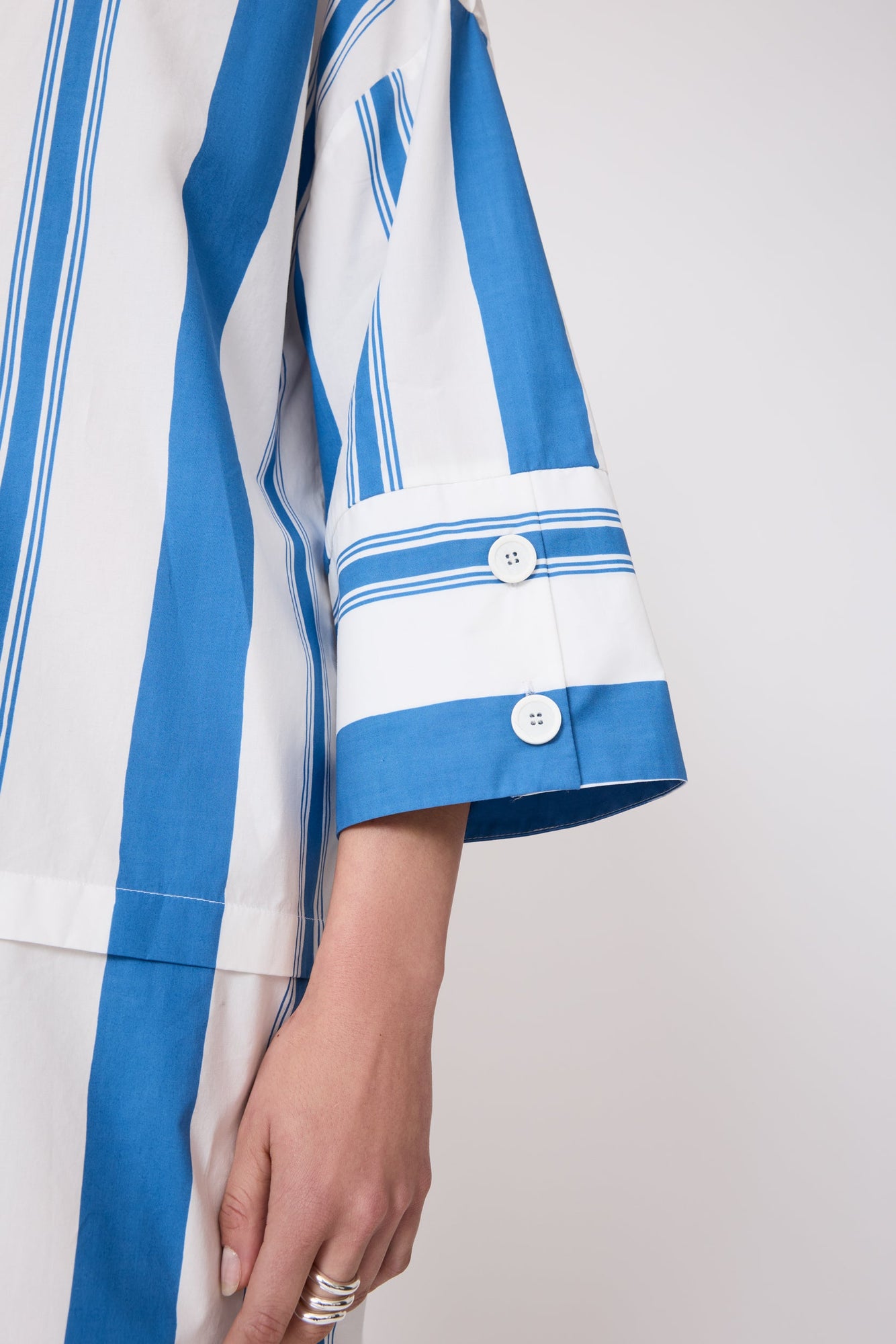 Striped Cotton Poplin Tunic Dress | Blue/White