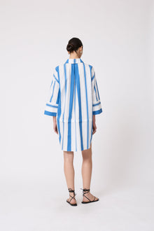 Striped Cotton Poplin Tunic Dress | Blue/White