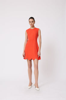 Textured Jersey Scallop Dress | Vermillion