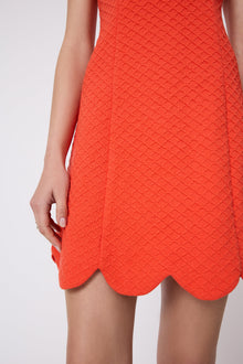 Textured Jersey Scallop Dress | Vermillion