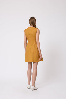 Stretch Denim Seamed A-Line Dress | Ochre