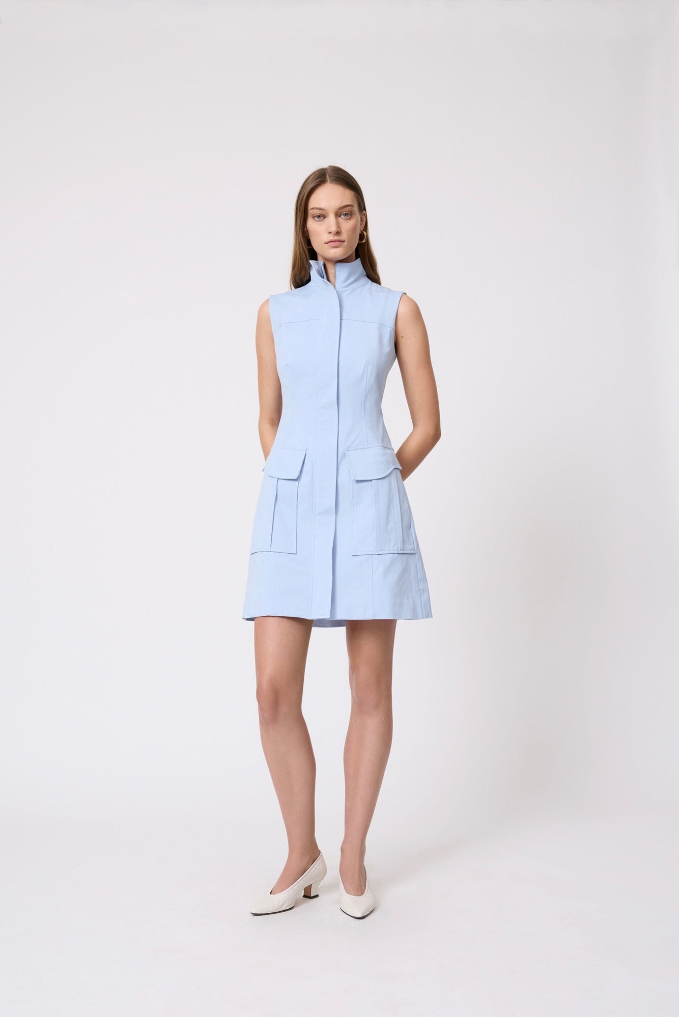 Stretch Cotton Vest Dress | Cloud