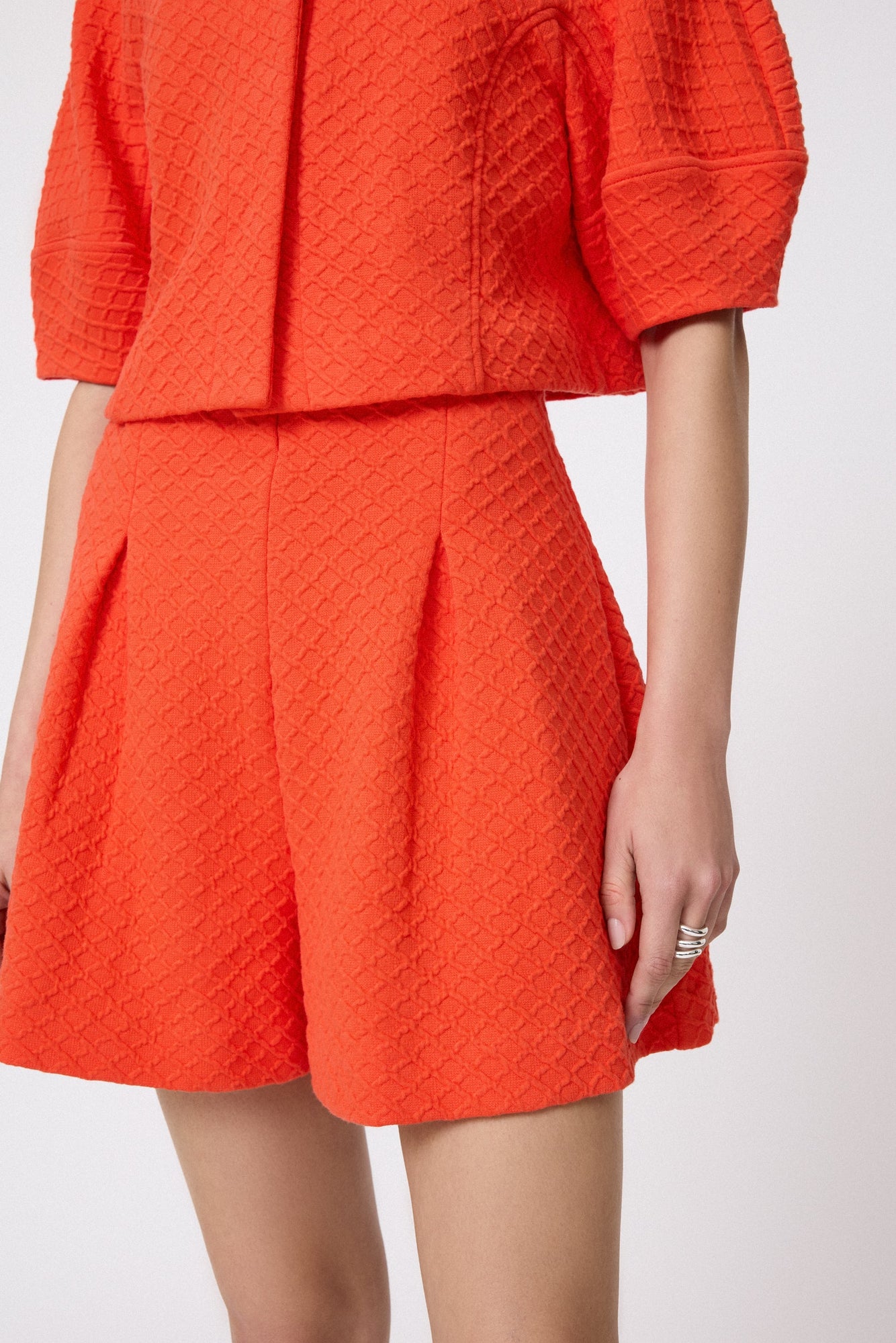 Textured Jersey Short | Vermillion
