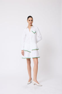 Cotton Poplin Ruffle Dress | White