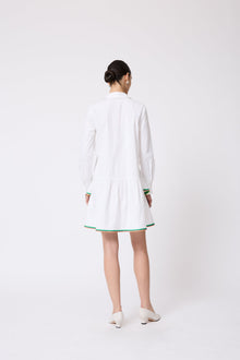 Cotton Poplin Ruffle Dress | White
