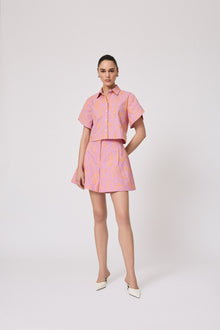 Thread Embroidered Canvas Short | Orchid
