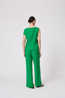 Starburst Crepe Ruched Top | Green