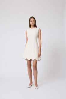 Textured Jersey Scallop Dress | Ivory