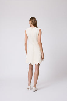 Textured Jersey Scallop Dress | Ivory
