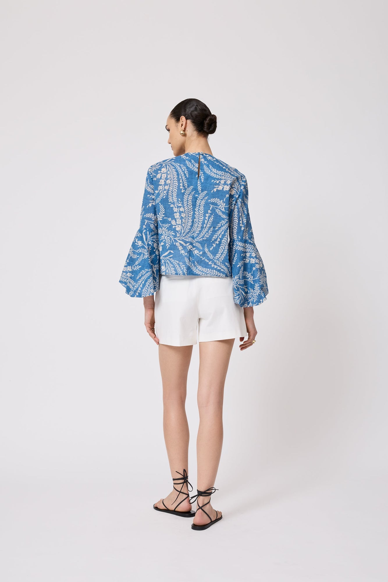 Wisteria Voile Full Sleeve Top | Blue