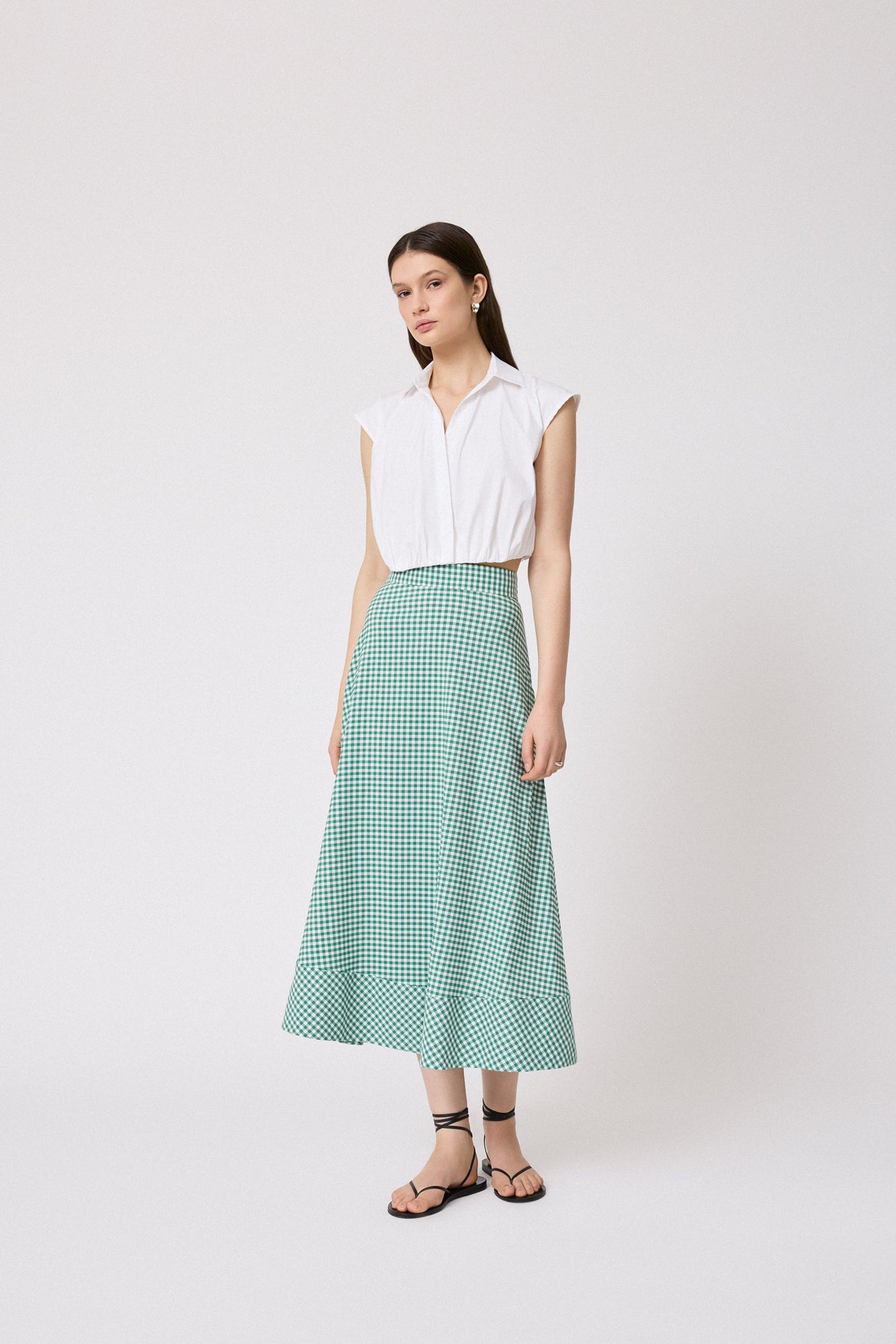 Stretch Plaid Skirt | Green