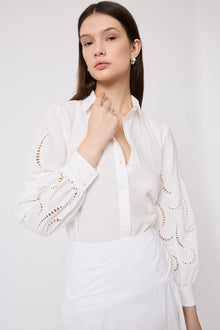 Wave Eyelet Tunic Shirt | Ivory