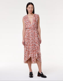 Another Tomorrow Silk Chiffon Gathered Dress in Sedona Multi – Silk Women's Dress