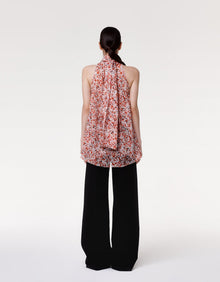 Another Tomorrow Silk Chiffon Scarf Blouse in Sedona Multi – Silk Women's Top