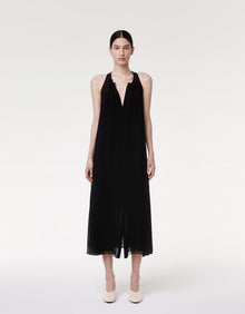 Another Tomorrow Silk Chiffon Scarf Dress in Black – Silk Women's Dress