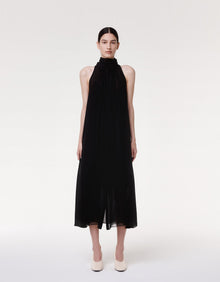 Another Tomorrow Silk Chiffon Scarf Dress in Black – Silk Women's Dress