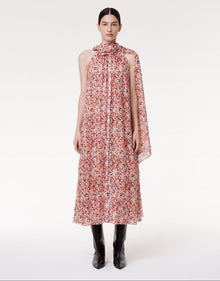 Another Tomorrow Silk Chiffon Scarf Dress in Sedona Multi – Silk Women's Dress