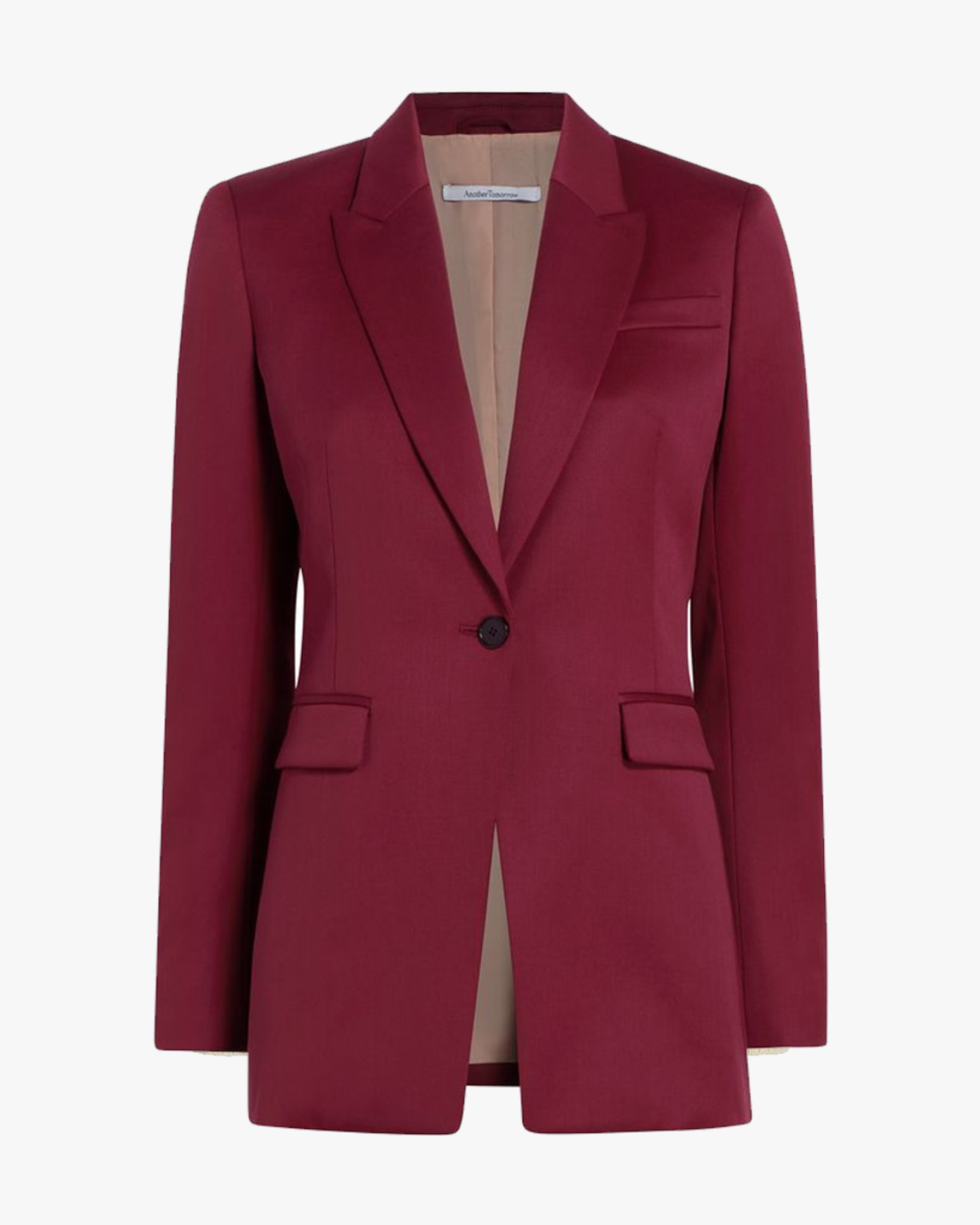 Another Tomorrow Single Button Jacket in Maroon – Wool Women's Jacket