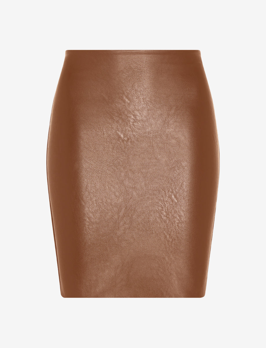 Faux Leather Mini Skirt::Cocoa::Main