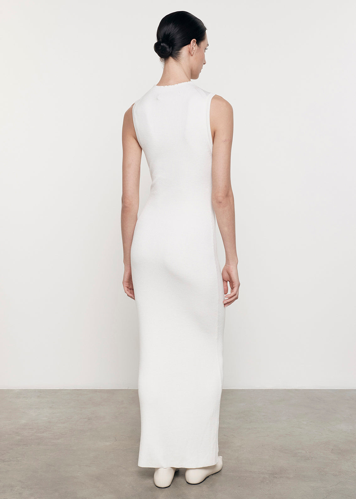 Silk Sweater Knit Mockneck Dress | Off White