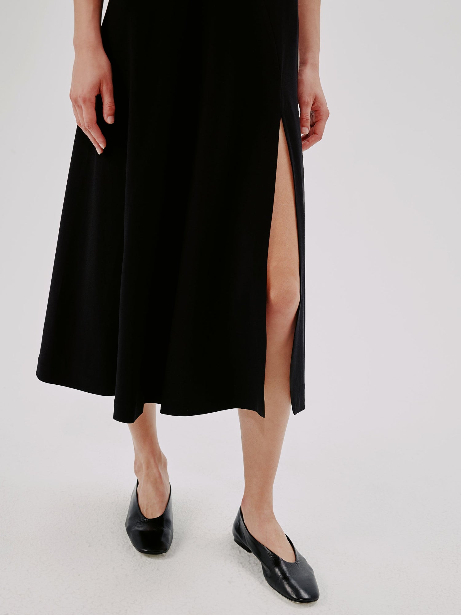 Another Tomorrow Sleeveless Crewneck Dress in Black – Viscose Women's Dress
