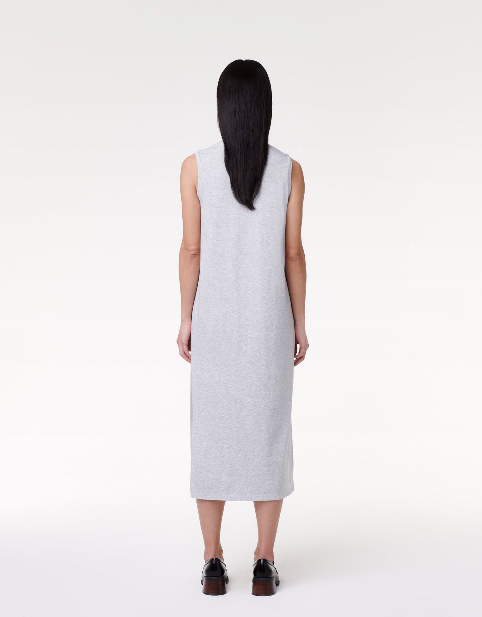 Another Tomorrow Sleeveless Tee Dress in Heather Grey – Cotton Women's Dress