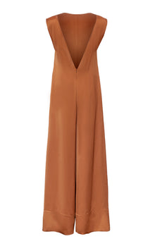 Sliced Back Palazzo Jumpsuit | Caramel