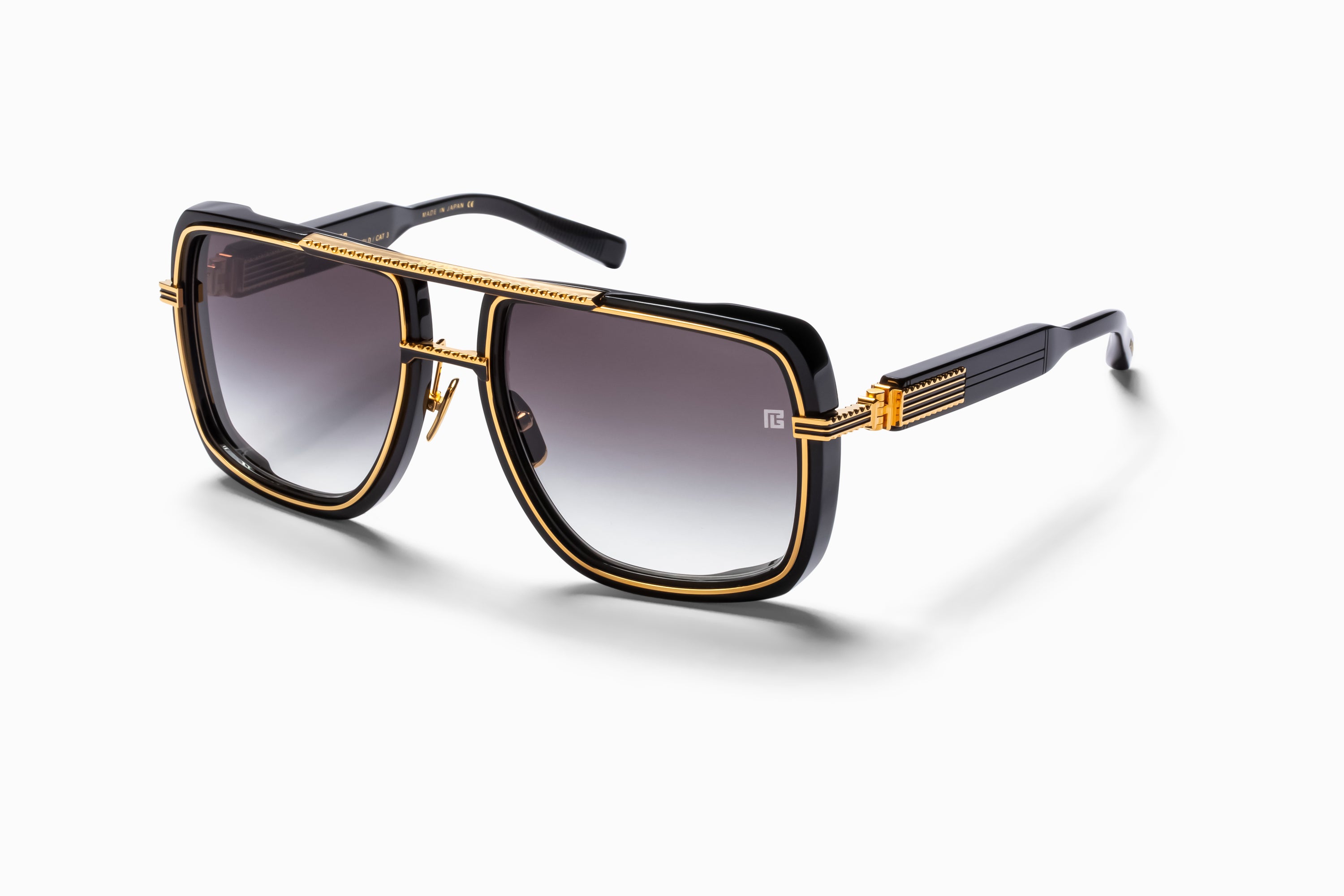 Mens | Soldier Sunglass | Black - Gold | Dark Grey Gradient