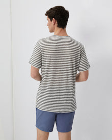 Mens | Chad Linen Tee | Heather Grey/White