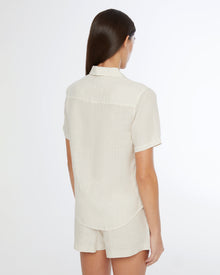 Womens | Air Linen Short Sleeve Shirt | Jute/White