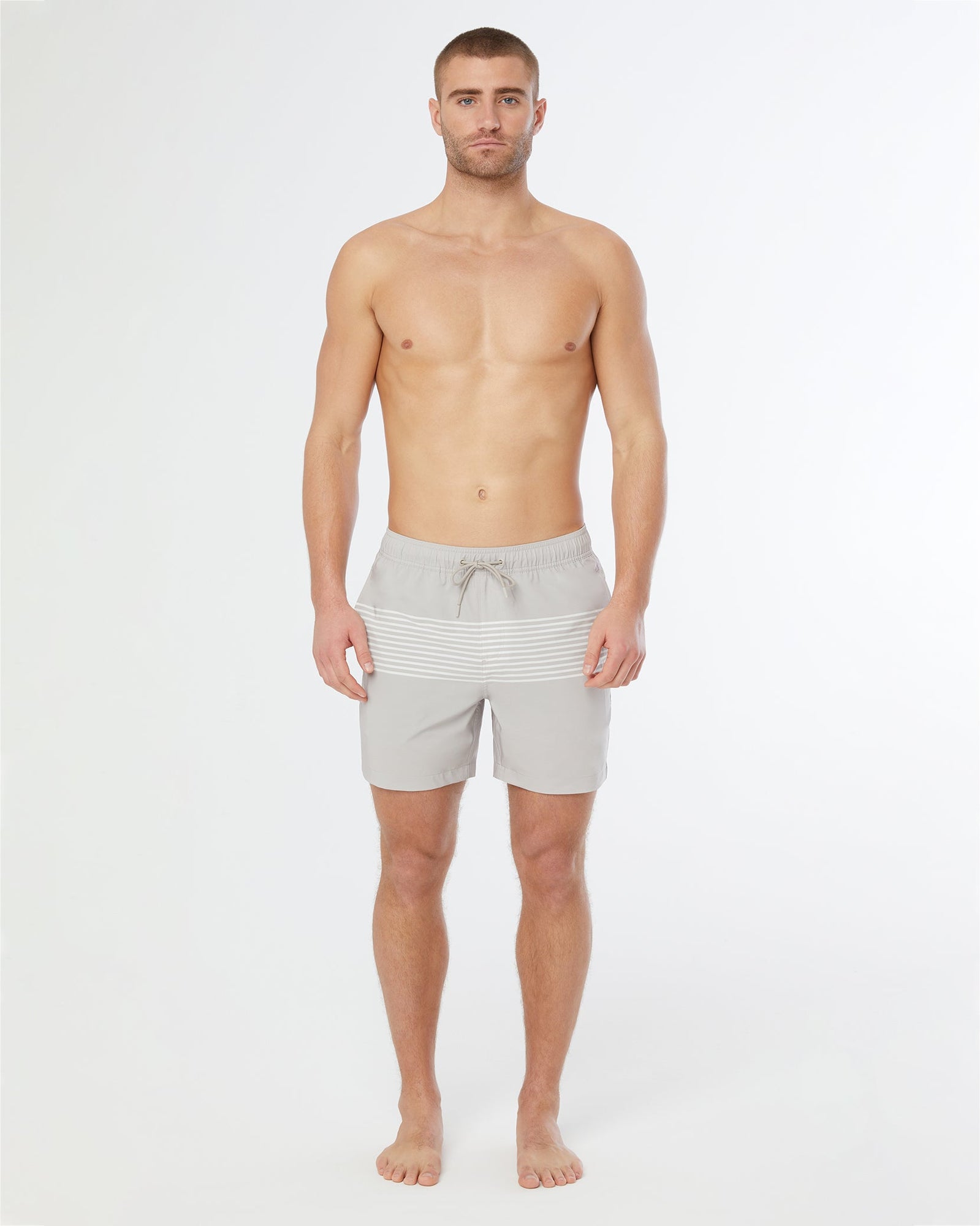 Mens | Comfort Lined 6" Swim Trunk | Khaki/White