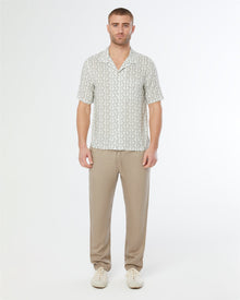 Mens | Viscose Vacation Shirt | Off White/Olive