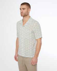 Mens | Viscose Vacation Shirt | Off White/Olive