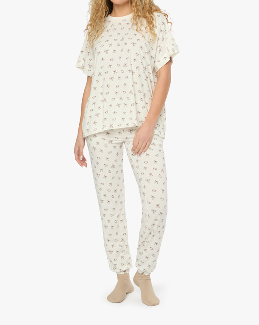 Low Rise Joggers | Ivory/Chestnut