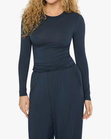 Long Sleeve Crewneck Top | Dark Navy