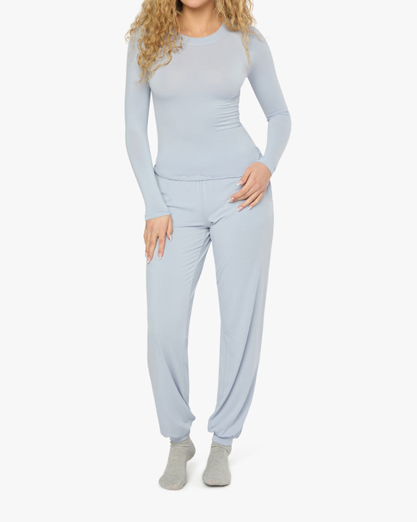 Long Sleeve Crewneck Top | Powder Blue