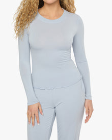 Long Sleeve Crewneck Top | Powder Blue