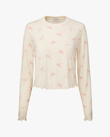 Boxy Crewneck Top | Ivory/Pink
