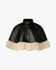 Ruffle Cropped Cape | Black/Sand