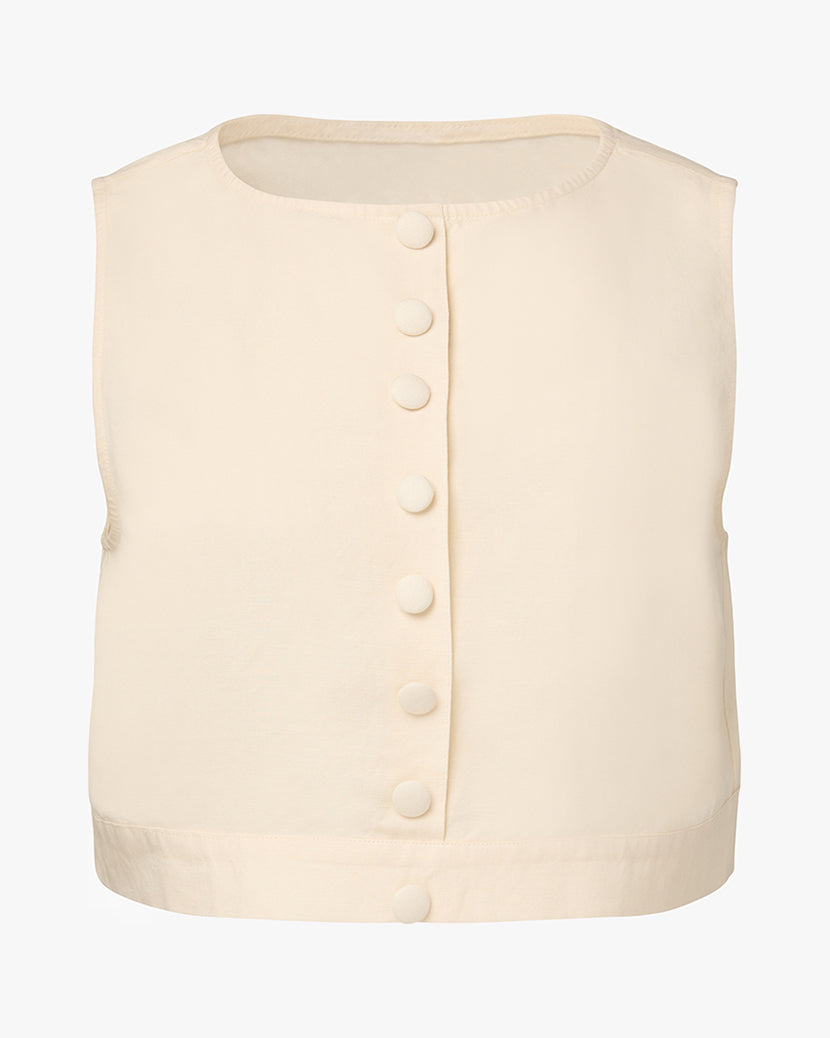 Boxy Linen Boatneck Top | Off White