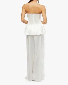 Strapless Corset Peplum Maxi Dress | White